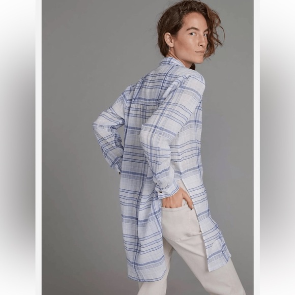 Anthropologie Pilcro Blue and White Plaid Tunic - Picture 11 of 12
